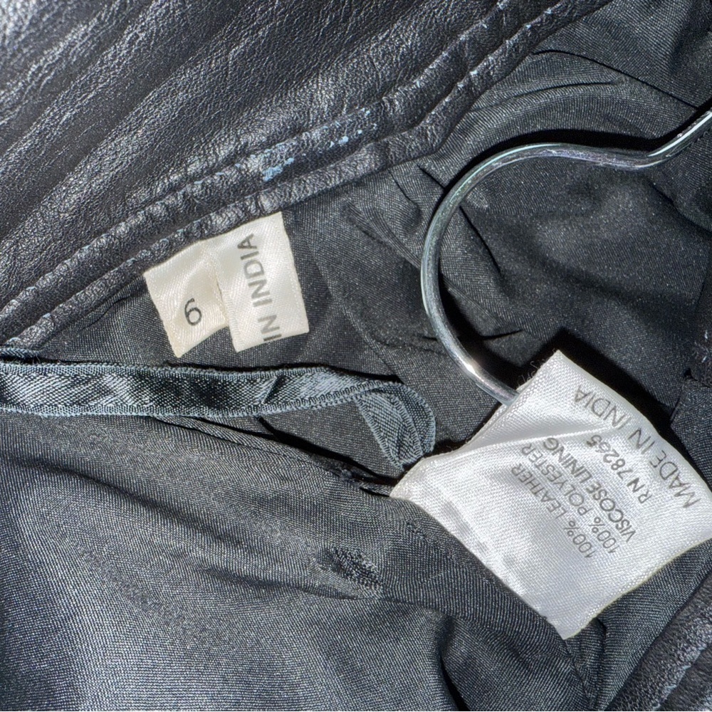 Vintage Black Straight Leg Leather Pants - Picture 8 of 11